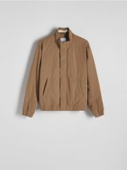 Kurtka bomberka - beżowy. Brązowe kurtki Reserved, l, bez wzorów, z tkaniny, bez kaptura. Za 179.99 zł.