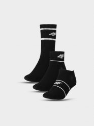 4F Skarpety casual (3-pack) uniseks - czarne 35-38. Czarne skarpety 4F, bez wzorów, z bawełny. Za 49.99 zł.