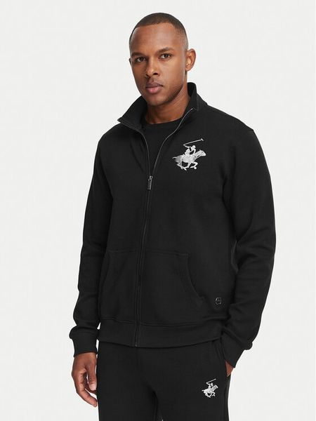 Beverly Hills Polo Club Bluza M6608T-HR Czarny Regular Fit. Czarne bluzy Beverly Hills Polo Club, m, bez wzorów, z bawełny, bez kaptura. Za 236.99 zł.