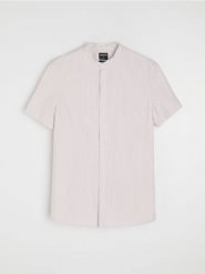 Bawełniana koszula w paski - beżowy. Brązowe koszule Sinsay, l, bez wzorów, z bawełny, bez kołnierzyka, bez ramiączek. Za 39.99 zł.