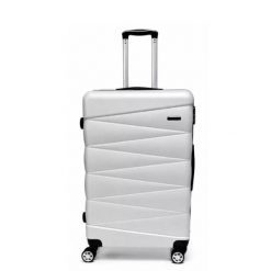 Walizka na kółkach Sapphire ST-2240 srebrna - średnia M DUO. Niebieskie walizki Sapphire, bez wzorów, z gumy, duże. W wyprzedaży za 119.00 zł.