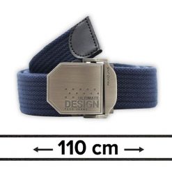 Pasek Materiałowy, Granatowy 110 cm, Militarny Solidny, Klamra Zamykana Manualnie -Pako Jeans. Niebieskie paski Pako Jeans, bez wzorów, z jeansu, klasyczne. Za 49.00 zł.