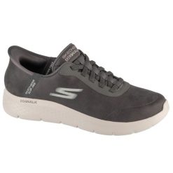 Buty sportowe Sneakersy męskie, Slip-Ins: GO Walk Flex - Smooth Motion. Szare buty sportowe casual Skechers, bez wzorów, bez zapięcia. Za 349.99 zł.