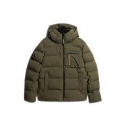 Kurtka z kapturem Superdry. Zielone kurtki narciarskie i snowboardowe Superdry, m, bez wzorów, z puchu, narciarskie. Za 1,558.15 zł.