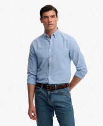 Superdry Preppy Oxford koszula z długim rękawem z organicznej bawełny. Niebieskie koszule Superdry, s, bez wzorów, z bawełny, bez kołnierzyka, bez ramiączek. Za 301.95 zł.