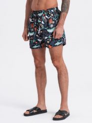 Szorty męskie kąpielówki w ryby - ciemnogranatowe V10 OM-SRBS-0125 - S. Niebieskie szorty Ombre Clothing, m, bez wzorów. W wyprzedaży za 59.99 zł.