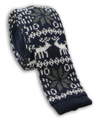 Krawat Śledź Dziergany (Knit) - Wzór Norweski - Świąteczny - ALTIES. Niebieskie krawaty i muchy Alties, bez wzorów, z dzianiny. Za 55.00 zł.