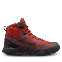 Trekkingi Helly Hansen. Brązowe botki sznurowane Helly Hansen, bez wzorów, bez obcasa, bez zapięcia. Za 579.99 zł.