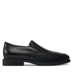 Półbuty Geox. Czarne eleganckie półbuty Geox, bez wzorów, bez obcasa, bez zapięcia. Za 699.99 zł.