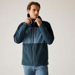 Męska wodoodporna kurtka z kapturem i panelami Maland II. Niebieskie kurtki Regatta, l, bez wzorów, z materiału, z kapturem. Za 329.99 zł.