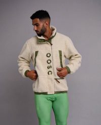 Kurtka polarowa Sherpa kremowa / khaki. Białe kurtki OOSC, na lato, m, bez wzorów, z materiału, bez kaptura. Za 686.99 zł.