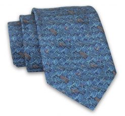 Krawat Męski, Turkusowy, Morski, Melanżowy, Drobny Wzór, Elegancki, 7 cm -Angelo di Monti. Niebieskie krawaty i muchy Angelo di Monti, bez wzorów, z tkaniny. Za 45.00 zł.