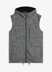 Kamizelka z polarowej dzianiny z kapturem. Czarne kamizelki sportowe bonprix, m, bez wzorów, z dzianiny, z kapturem. Za 129.99 zł.