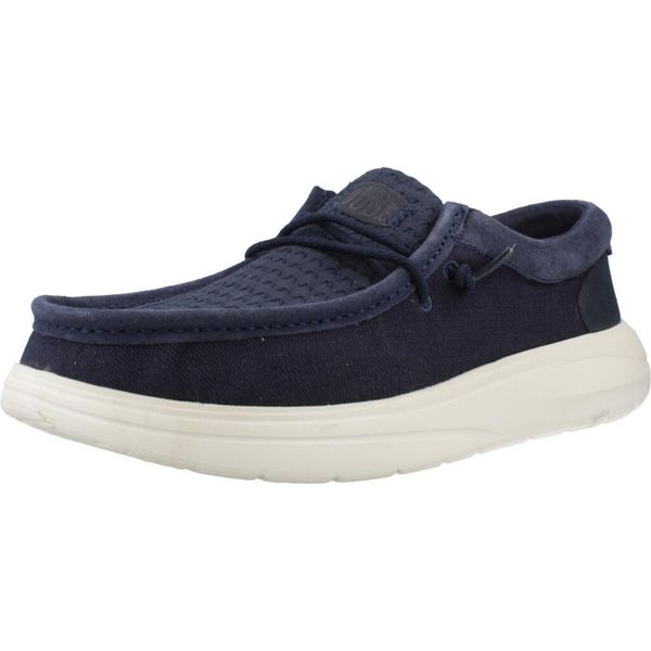 Buty HEY DUDE WALLY COMF WOVEN Niebieski. Niebieskie buty turystyczne Hey dude, bez wzorów, z tkaniny, bez zapięcia, trekkingowe. Za 293.99 zł.
