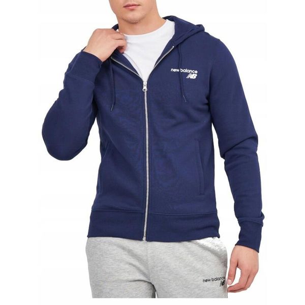 Bluza dresowa męska NEW BALANCE z kapturem. Niebieskie bluzy z kapturem New Balance, m, bez wzorów, z dresówki, z kapturem. Za 269.00 zł.