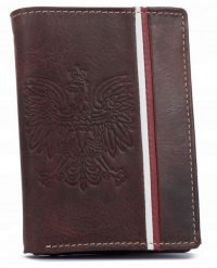 Portfel skórzany patriotyczny N4A-H-BL brązowy. Brązowe portfele Inny, bez wzorów, z nubiku. Za 69.99 zł.