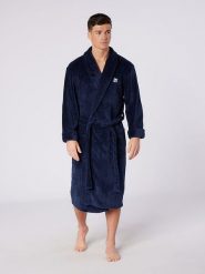 DKNY Szlafrok w kolorze granatowym rozmiar: M. Niebieskie szlafroki DKNY, m, bez wzorów, bez ramiączek, bez kaptura. Za 92.64 zł.