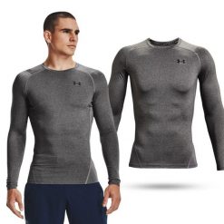 Koszulka fitness męska Under Armour HG Armour Comp z długim rękawem. Czarne bielizna termoaktywna Under Armour, l, bez wzorów, bez ramiączek, do biegania. Za 179.99 zł.