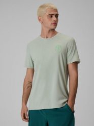 4F Koszulka tenisowa regular szybkoschnąca męska - zielona S. Zielone t-shirty 4F, m, bez wzorów, bez kołnierzyka, bez ramiączek. Za 99.99 zł.