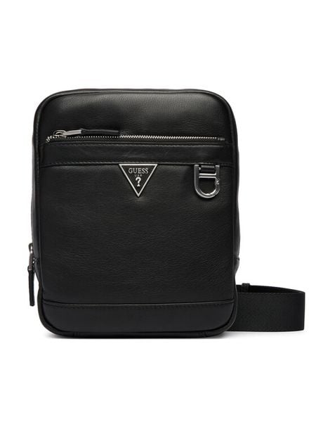 Guess Saszetka HMMOSE P6159 Czarny. Czarne saszetki i nerki Guess, z aplikacjami, ze skóry. Za 400.99 zł.