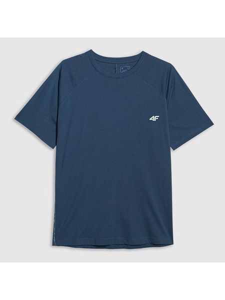 4F Koszulka w kolorze granatowym rozmiar: M. Niebieskie bezrękawniki 4F, m, bez wzorów, z bawełny, bez kołnierzyka, bez ramiączek. Za 53.04 zł.