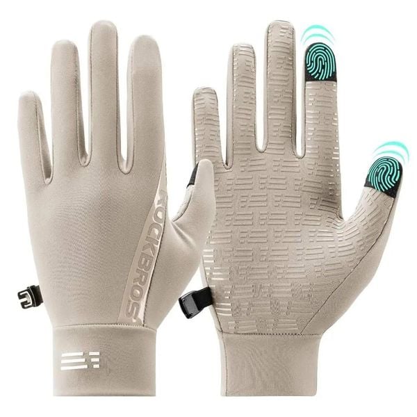 Rękawiczki rowerowe zimowe, turystyczne, z grafenem, czarne ROCKBROS S414. Brązowe rękawiczki ROCKBROS, na jesień, bez wzorów, z materiału. Za 59.00 zł.