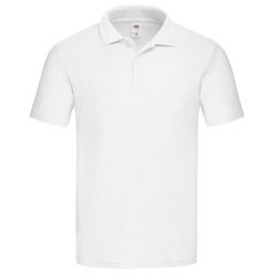 Męska Koszulka Polo Original Plain. Białe koszulki polo Fruit of the Loom, m, bez wzorów, bez kołnierzyka, bez ramiączek. Za 46.99 zł.