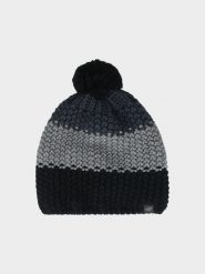 4F Czapka zimowa z pomponem męska - czarna M. Czarne czapki zimowe 4F, bez wzorów, z materiału. W wyprzedaży za 59.99 zł.