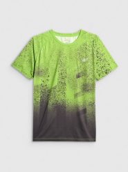 4F Koszulka do biegania szybkoschnąca męska - zielona L. Zielone t-shirty 4F, l, bez wzorów, z dzianiny, bez kołnierzyka, bez ramiączek. Za 129.99 zł.