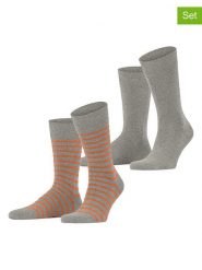 ESPRIT Skarpety (2 pary) "Fine Stripe" w kolorze szaro-pomarańczowym rozmiar: 43-46. Pomarańczowe skarpety Esprit, bez wzorów, ze splotem. Za 52.67 zł.