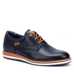 Półbuty Pikolinos. Niebieskie eleganckie półbuty Pikolinos, bez wzorów, bez obcasa, bez zapięcia. Za 399.99 zł.