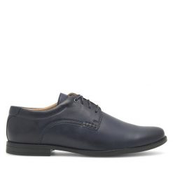 Półbuty Lanetti. Niebieskie eleganckie półbuty Lanetti, bez wzorów, bez obcasa, bez zapięcia. Za 129.99 zł.