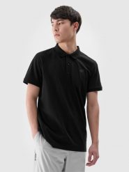 4F Koszulka polo regular męska - czarna 3XL. Czarne koszulki polo 4F, m, bez wzorów, z bawełny, bez kołnierzyka, bez ramiączek. Za 89.99 zł.