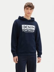 Tom Tailor Denim Bluza 1041482 Granatowy Regular Fit. Niebieskie bluzy TOM TAILOR DENIM, m, bez wzorów, z bawełny, bez kaptura. Za 49.99 zł.