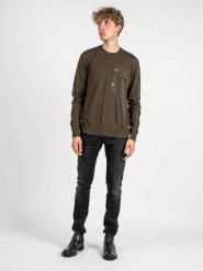 Les Hommes Sweter | LKK102-606A | Classic Fit Jumper | Mężczyzna | Khaki, Wojskowa Zieleń. Brązowe swetry nierozpinane Les Hommes, m, bez wzorów, z bawełny, bez kołnierzyka, bez ramiączek. W wyprzedaży za 719.00 zł.