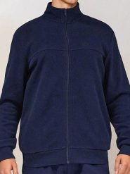 Rozpinana bluza ze stójką - granatowy. Niebieskie bluzy bez kaptura Sinsay, l, bez wzorów, bez kaptura. Za 59.99 zł.