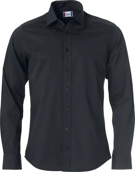 Clique Clark koszula z długim rękawem z bawełny — regular fit, Easy Care. Czarne koszule CLIQUE, l, bez wzorów, z bawełny, bez kołnierzyka, bez ramiączek. Za 211.81 zł.