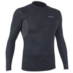 Top UV surfingowy męski Olaian 900 długi rękaw. Czarne bluzki z długim rękawem OLAIAN, m, bez wzorów, z dzianiny, bez kołnierzyka, bez ramiączek. Za 99.99 zł.
