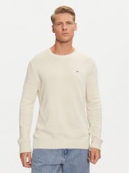 Tommy Jeans Sweter Essential DM0DM18370 Beżowy Slim Fit. Brązowe swetry rozpinane Tommy Jeans, m, bez wzorów, z bawełny, bez kołnierzyka, bez ramiączek. Za 419.99 zł.