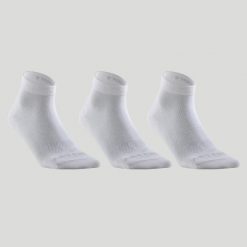 Skarpety sportowe tenis RS160 mid 3 pary. Białe skarpetki sportowe ARTENGO, bez wzorów, z bawełny. Za 34.99 zł.