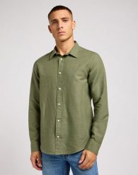 LEE PATCH SHIRT MĘSKA KOSZULA ELEGANCKA LOGO OLIVE GROVE 112350072 LL37045022. Zielone koszule Lee, m, bez wzorów, bez kołnierzyka, bez ramiączek. Za 169.99 zł.