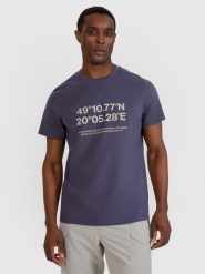 4F T-shirt regular z nadrukiem męski - szary M. Szare t-shirty 4F, m, bez wzorów, z bawełny, bez kołnierzyka, bez ramiączek. Za 59.99 zł.