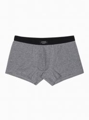 Bokserki męskie bawełniane - szary melanż U286 - XXL. Szare bokserki Ombre Clothing, m, bez wzorów, z bawełny. Za 17.99 zł.