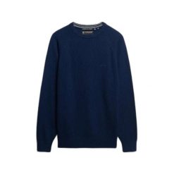 Sweter z mieszanki wełny Superdry. Niebieskie swetry nierozpinane Superdry, na zimę, m, bez wzorów, z wełny, bez kołnierzyka, bez ramiączek. Za 288.40 zł.