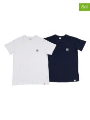 The Time of Bocha Koszulki (2 szt.) w kolorze granatowym i białym rozmiar: M. Białe bezrękawniki The Time of Bocha, m, bez wzorów, z bawełny, bez kołnierzyka, bez ramiączek. Za 86.99 zł.