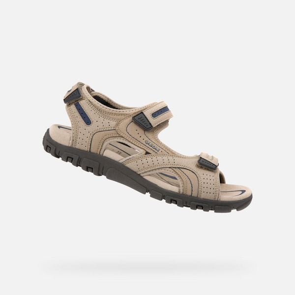 Sandały Geox Model Uomo Sandal Strada Kolor Jasnobrązowy. Brązowe sandały Geox, z tkaniny, bez zapięcia. Za 304.55 zł.