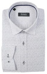 Biała Bawełniana Koszula z Długim Rękawem -GRZEGORZ MODA MĘSKA- Taliowana, w Drobny Wzór. Niebieskie koszule Grzegorz Moda Męska, m, bez wzorów, z bawełny, bez kołnierzyka, bez ramiączek. Za 139.00 zł.