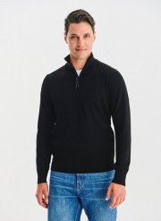 PAKO LORENTE – Czarny sweter z rozpinaną stójką. Czarne swetry nierozpinane Pako Lorente, na jesień, m, bez wzorów, z poliesteru, bez kołnierzyka, bez ramiączek. Za 199.99 zł.