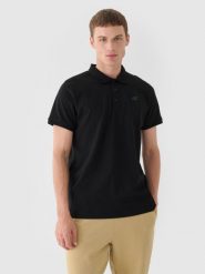 4F Koszulka polo regular męska - czarna XXL. Czarne koszulki polo 4F, m, bez wzorów, z bawełny, bez kołnierzyka, bez ramiączek. Za 89.99 zł.