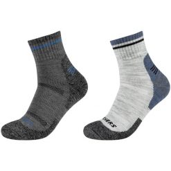 Skarpetki sportowe dla dorosłych 2PPK Men Trail Wool Quarter Socks. Szare skarpetki sportowe Skechers, bez wzorów. Za 79.99 zł.